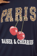 טישירט במידות גדולות שרוול קצר צווארון עגול עם הדפס 304174