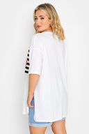 טישירט במידות גדולות דוגמת לב שסעים בצדדים חצי שרוול צווארון עגול 320964