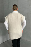 סוודר במידות גדולות צווארון V שרוול קצר טריקו 302137