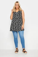 חולצה במידות גדולות חולצה ללא שרוולים צווארון V עם הדפס לייקרה 321676