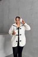 מעיל במידות גדולות סגירה קדמית כיסים שרוול ארוך פלוש 301816