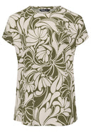 חולצה במידות גדולות עם צווארון עגול שרוולים קצרים והדפס 321994