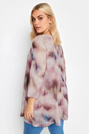 חולצה במידות גדולות עם צווארון עגול שרוולים ארוכים והדפס 302702