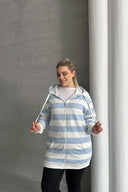 קרדיגן במידות גדולות שרוול ארוך קפוצ׳ון עם כיסים עם רוכסן 74-104