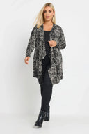 קרדיגן במידות גדולות ללא סגירה שרוול ארוך גזרה אסימטרית דק 303693