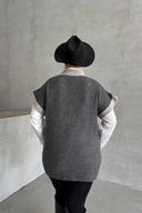 סוודר במידות גדולות צווארון V שרוול קצר טריקו 302138