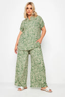 חולצה במידות גדולות צווארון V שרוול קצר דוגמת פרחים 321940