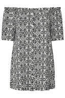 חולצה במידות גדולות כתפיים שמוטות שרוול קצר עם הדפס 322679