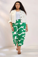 מכנס קפרי במידות גדולות גזרה רחבה מותן אלסטית עם כיסים 304118