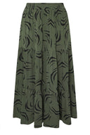 חצאית במידות גדולות דוגמת פרחים גומי במותן דגם בשכבות 304236