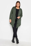 קרדיגן במידות גדולות ארוך גזרה אסימטרית ללא כפתורים רחבה שרוול ארוך 321405