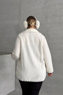 מעיל במידות גדולות סגירה קדמית כיסים שרוול ארוך פלוש 301816