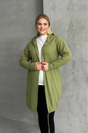 קרדיגן במידות גדולות שרוול ארוך קפוצ׳ון פתוח בד במרקם 74-136