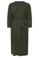 שמלה במידות גדולות חגורה במותן גזרה ישרה בד במרקם שרוול ארוך ללא בטנה מידי 322196