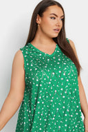 חולצה במידות גדולות צווארון V פרטי תחרה חולצה ללא שרוולים ללא בטנה 303246