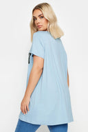 טישירט במידות גדולות צווארון עגול קצר מודפס 302278