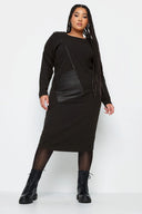 שמלה במידות גדולות מידי צווארון עגול עם רוכסן 302715