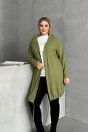 קרדיגן במידות גדולות שרוול ארוך קפוצ׳ון פתוח בד במרקם 74-136