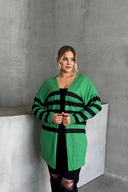 קרדיגן דק במידות גדולות מידי עם שרוולים ארוכים בצירופים 301568