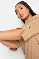 שמלה במידות גדולות צווארון עגול חצי שרוול פרטי כפתורים מיני 302783