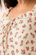 חולצה במידות גדולות דוגמת פרחים צווארון מרובע חולצה ללא שרוולים 322688