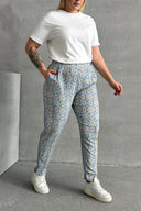 מכנסיים במידות גדולות גומי במותן גומי בשולי הקרסול עם הדפס עם כיסים 303490