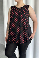 חולצה במידות גדולות דוגמת נקודות ללא שרוולים 302253חולצה במידות גדולות דוגמת נקודות ללא שרוולים 302253