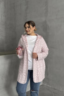 קרדיגן במידות גדולות שרוול ארוך קפוצ׳ון עם כיסים פתוח 301794