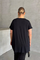 טישירט במידות גדולות שרוול קצר צווארון עגול מעוטרת באבנים 302264