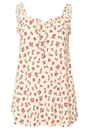 חולצה במידות גדולות דוגמת פרחים צווארון מרובע חולצה ללא שרוולים 322688