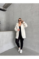 ז׳קט במידות גדולות ללא סגירה כיסים קפוצ׳ון דק פלוש 301256