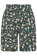 שורט רחב במידות גדולות גומי במותן עם הדפס עם לייקרה עם כיסים 145288