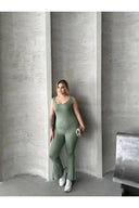 אוברול במידות גדולות ללא שרוולים רגל מתרחבת ללא סגירה גמיש 224983