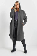 ז'קט במידות גדולות קפוצ'ון כיסים כפתורים קדמיים ארוך 303762