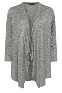 קרדיגן במידות גדולות ללא סגירה שרוול ארוך גזרה אסימטרית דק 303637