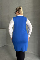 קרדיגן במידות גדולות ללא שרוולים עם כפתורים מראה כיס 300861