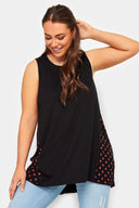 חולצה במידות גדולות דוגמת נקודות בגב גזרה אסימטרית חולצה ללא שרוולים 302254