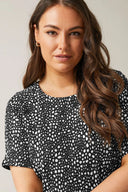 חולצה במידות גדולות שרוול קצר צווארון עגול עם הדפס 615913