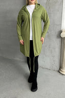 קרדיגן במידות גדולות שרוול ארוך קפוצ׳ון פתוח בד במרקם 74-136