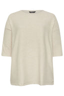 סוודר במידות גדולות חצי שרוול פרטי כפתורים בד במרקם 303413