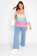 חולצה במידות גדולות צווארון V חולצה ללא שרוולים עם הדפס נמר 320875