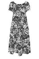 שמלה ארוכה  במידות גדולות צווארון מכווץ גומי במותן 270238