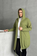 קרדיגן במידות גדולות שרוול ארוך קפוצ׳ון פתוח בד במרקם 74-136