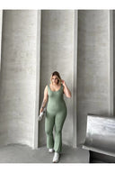 אוברול במידות גדולות ללא שרוולים רגל מתרחבת ללא סגירה גמיש 224983