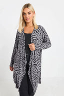 קרדיגן במידות גדולות ללא סגירה שרוול ארוך גזרה אסימטרית דק 303692