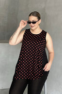 חולצה במידות גדולות דוגמת נקודות ללא שרוולים 302253חולצה במידות גדולות דוגמת נקודות ללא שרוולים 302253