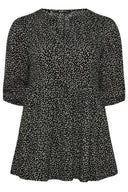 חולצה במידות גדולות צווארון V חצי שרוול עם הדפס 322213