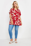 חולצה מכופתרת במידות גדולות שרוול קצר עם הדפס עם כפתורים 321827