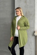 קרדיגן במידות גדולות שרוול ארוך קפוצ׳ון פתוח בד במרקם 74-136