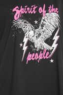 טישירט במידות גדולות צווארון עגול עם חתך מודפס קצר 321123